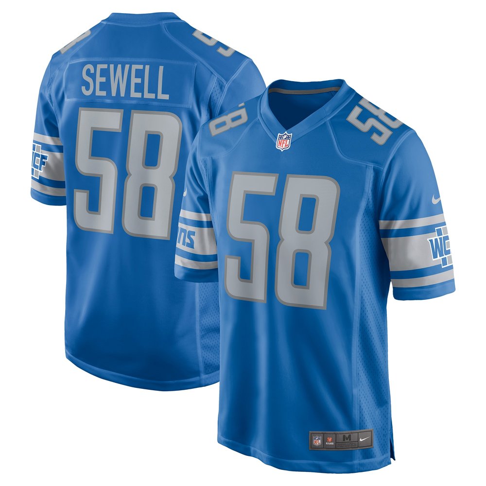 Men's Detroit Lions #58 Penei Sewell Blue Game Jersey 1