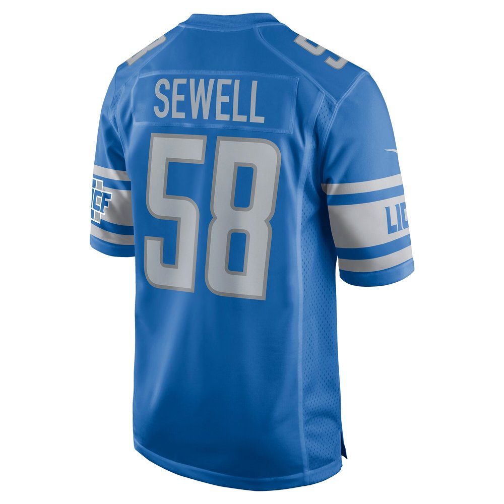 Men's Detroit Lions #58 Penei Sewell Blue Game Jersey 3