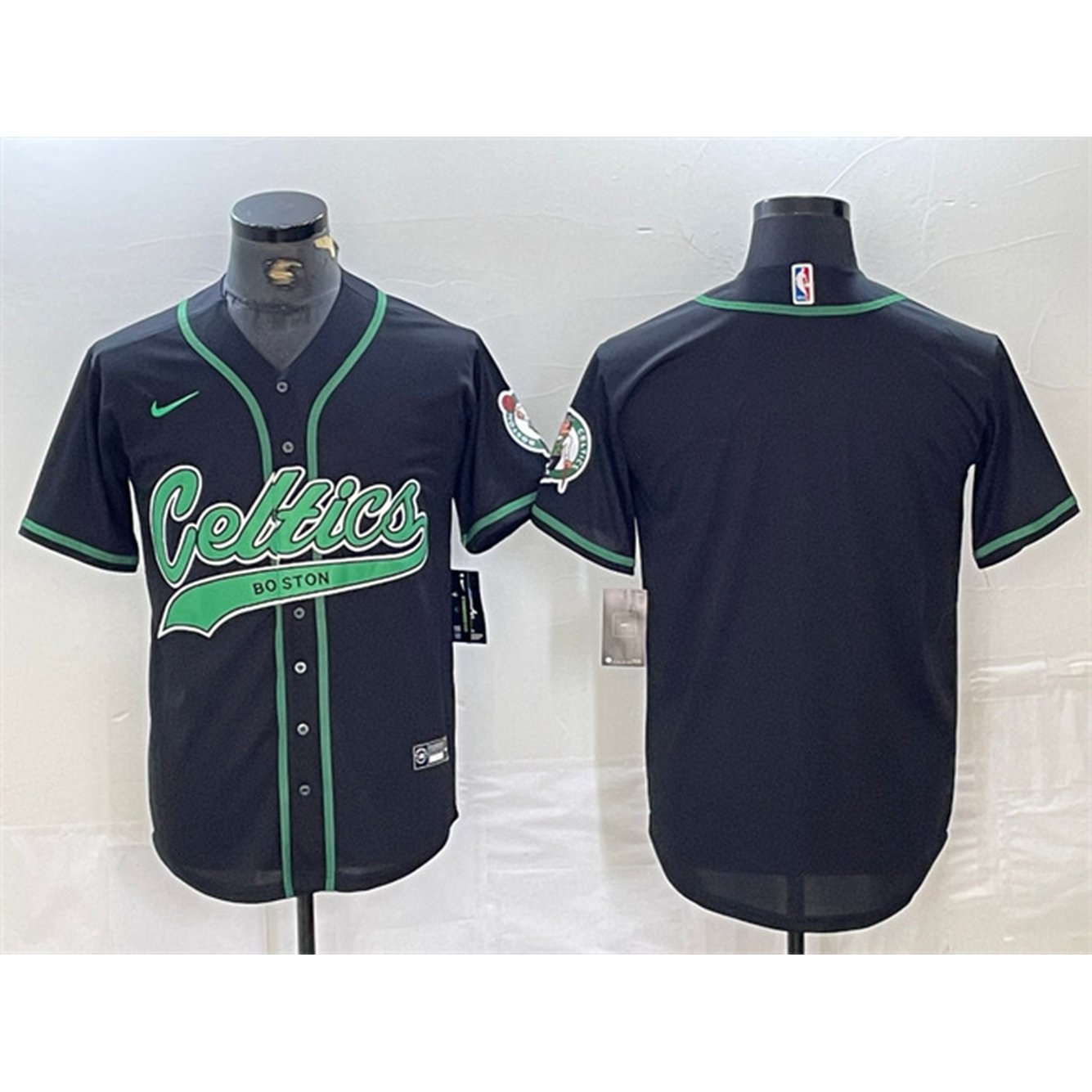 Men's Boston Celtics Blank Black Stitched Baseball Jersey 1