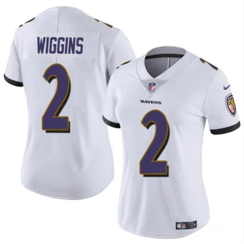 Women's Baltimore Ravens #2 Nate Wiggins White 2024 Draft Football Jersey(Run Small) 1