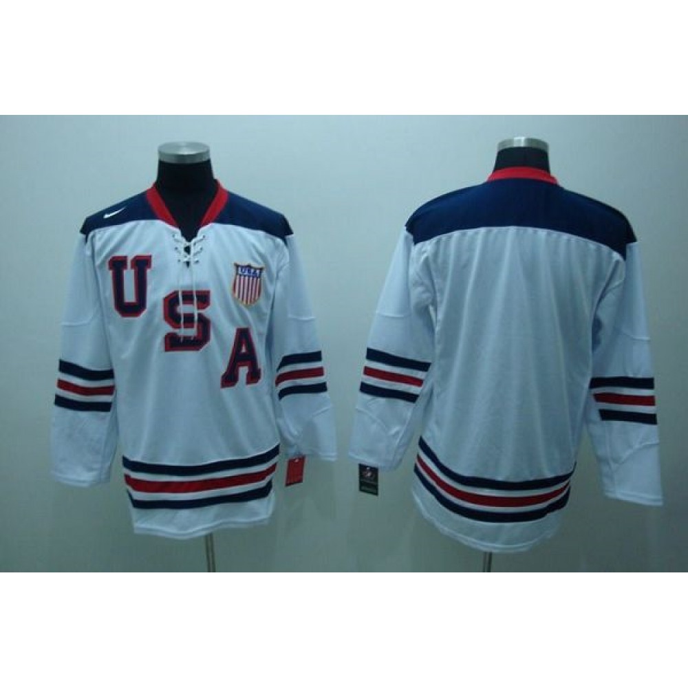 2010 Olympic Team USA Blank Stitched White 1960 Throwback NHL Jersey 1