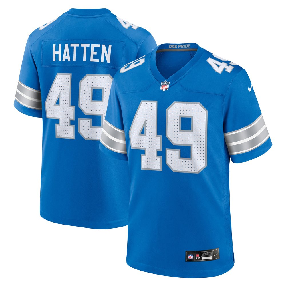Men's Detroit Lions Hogan Hatten Blue Game Jersey 1