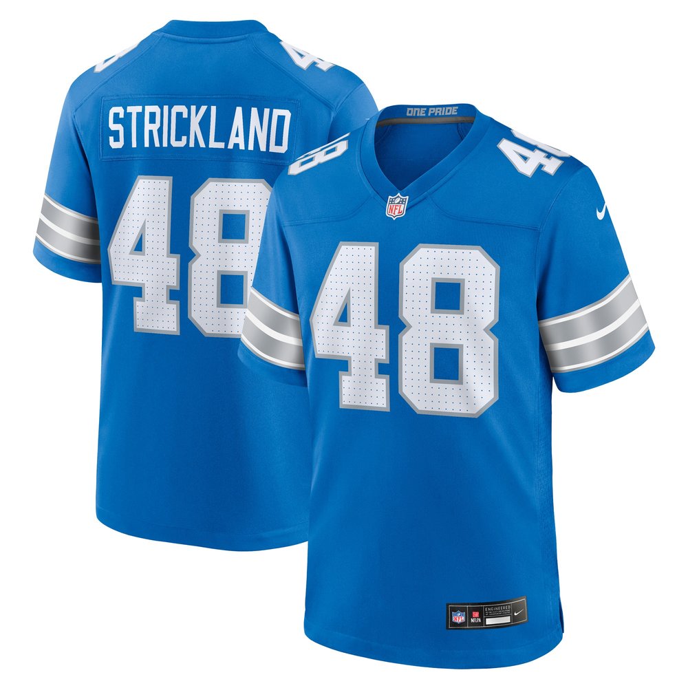 Men's Detroit Lions Loren Strickland Blue Game Jersey 1