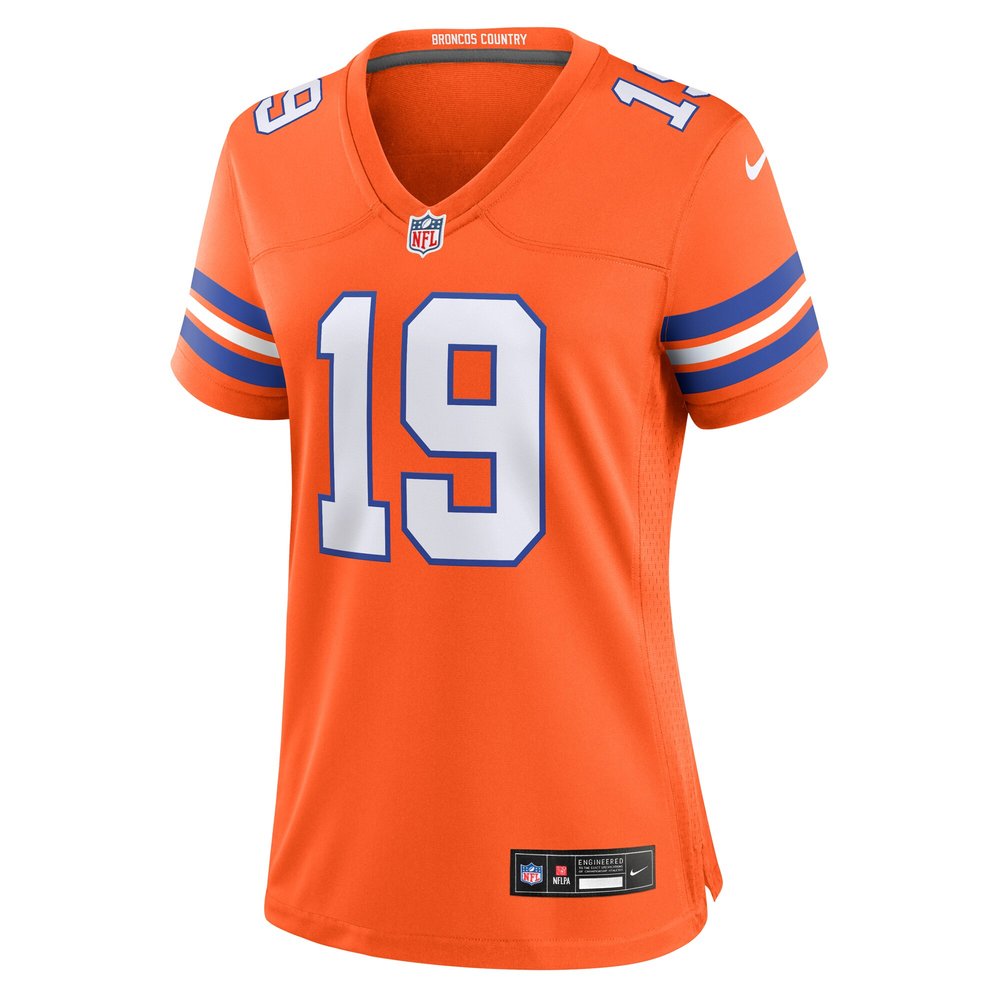 Women's Denver Broncos Marvin Mims Jr Orange Mile High Collection 1977 Throwback Player Game Jersey 2