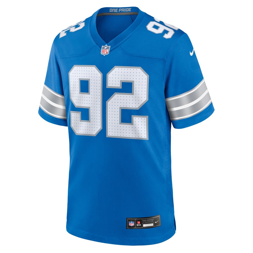 Men's Detroit Lions Marcus Davenport Blue Team Game Jersey 2