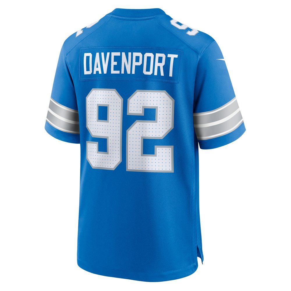 Men's Detroit Lions Marcus Davenport Blue Team Game Jersey 3