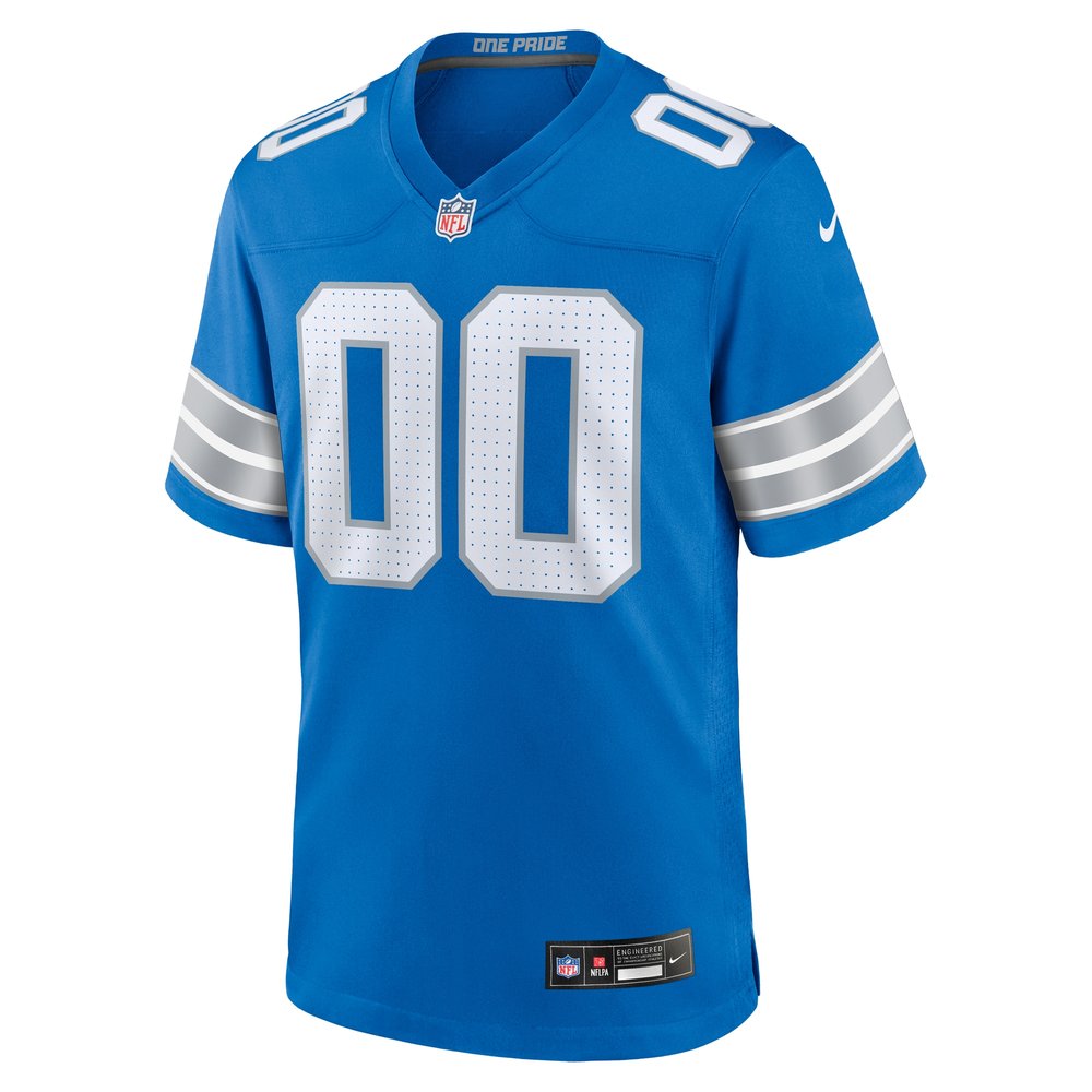 Men's Detroit Lions Blue Custom Game Jersey 2