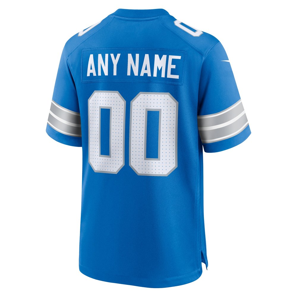 Men's Detroit Lions Blue Custom Game Jersey 3