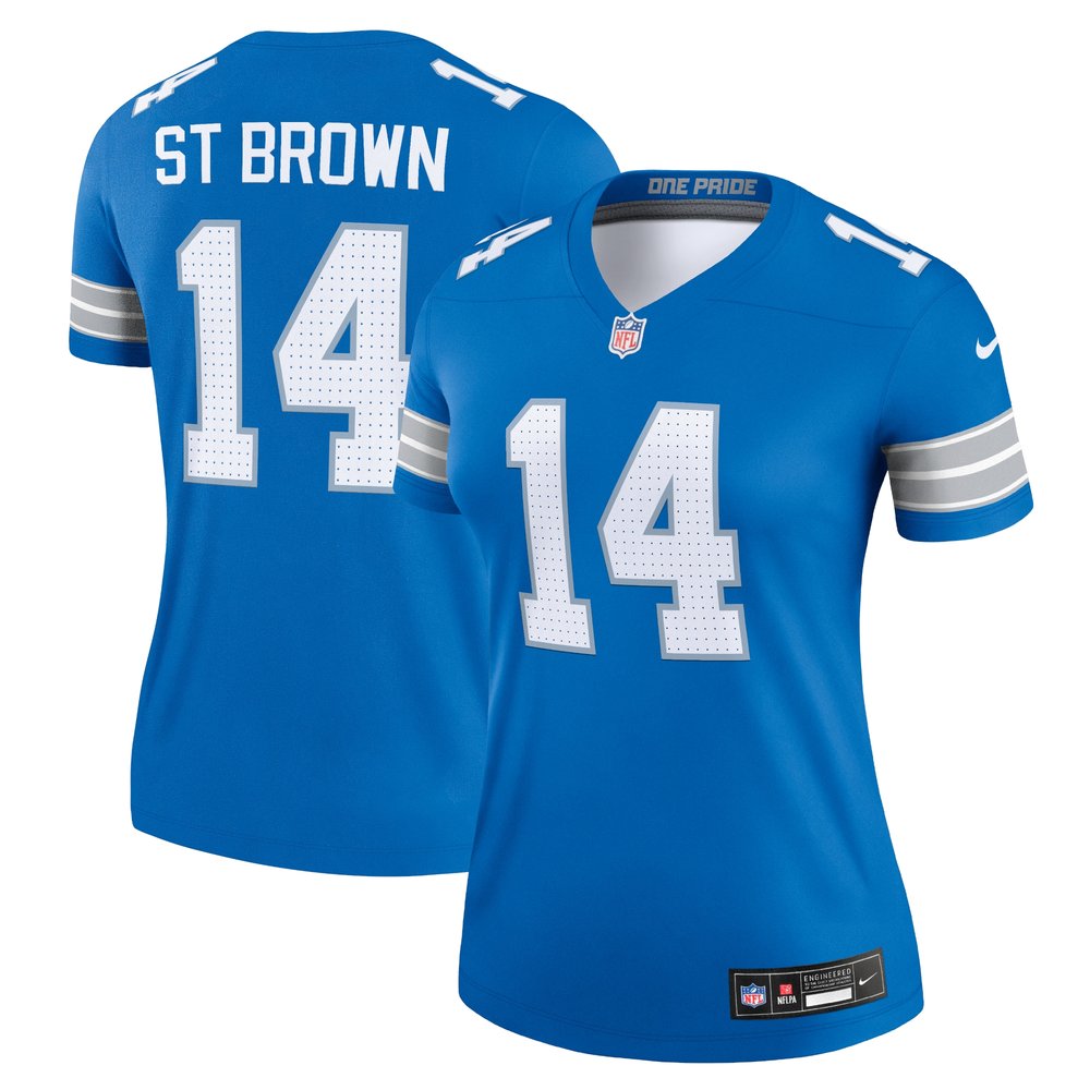 Women's Detroit Lions #14 Amon-Ra St. Brown Blue Legend Jersey 1