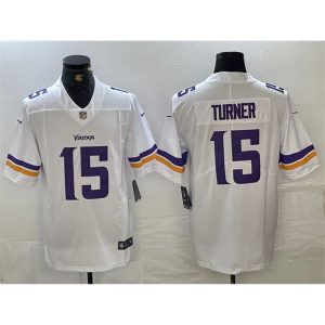 Men's Minnesota Vikings #15 Dallas Turner White 2024 Draft Vapor Untouchable Limited Stitched Jersey
