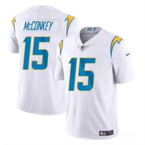 Youth Los Angeles Chargers #15 Ladd McConkey White 2024 Draft Vapor Limited Stitched Football Jersey