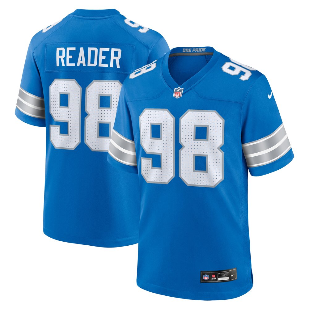 Men's Detroit Lions D.J. Reader Blue Team Game Jersey 1