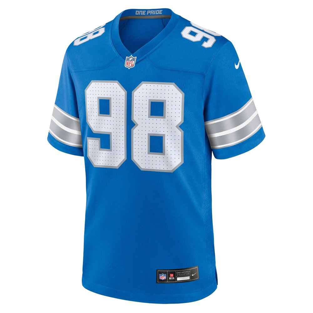 Men's Detroit Lions D.J. Reader Blue Team Game Jersey 2