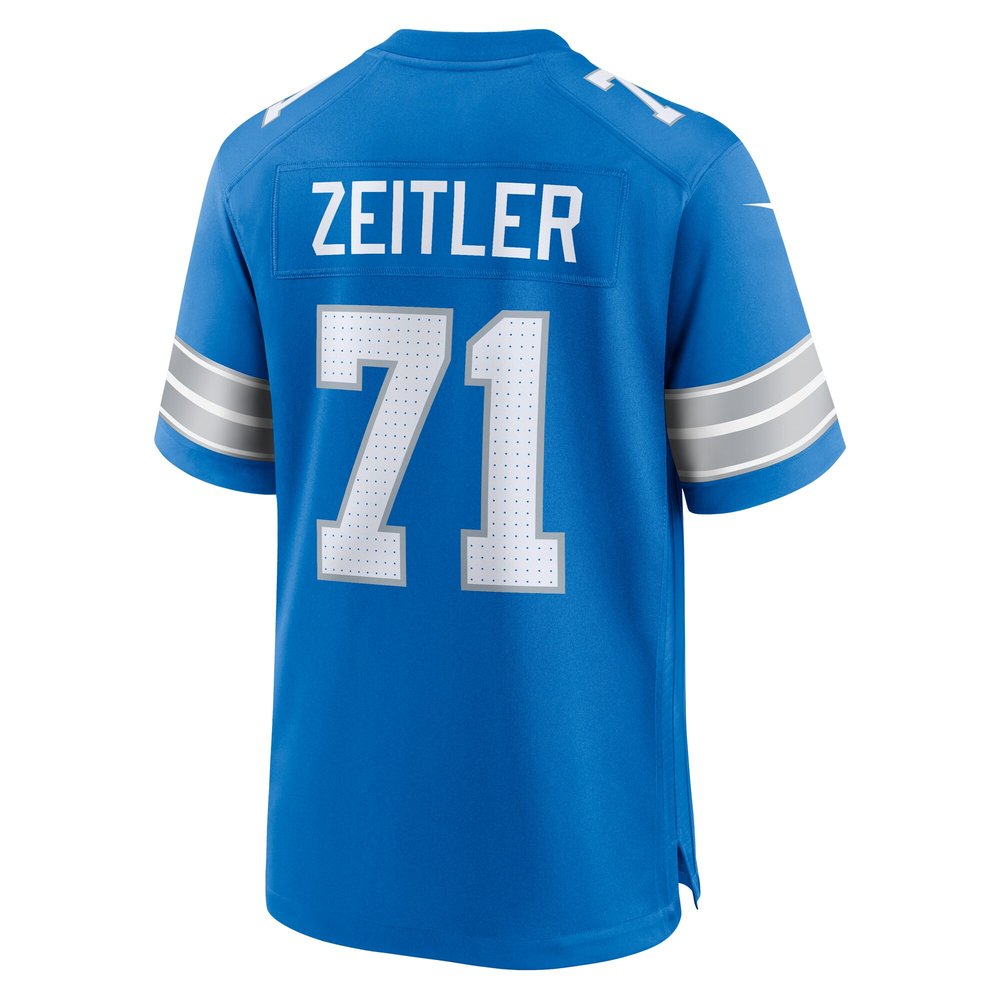 Men's Detroit Lions Kevin Zeitler Blue Game Jersey 3