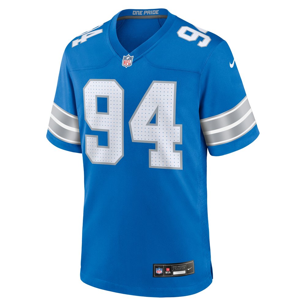 Men's Detroit Lions Mekhi Wingo Blue Team Game Jersey 2