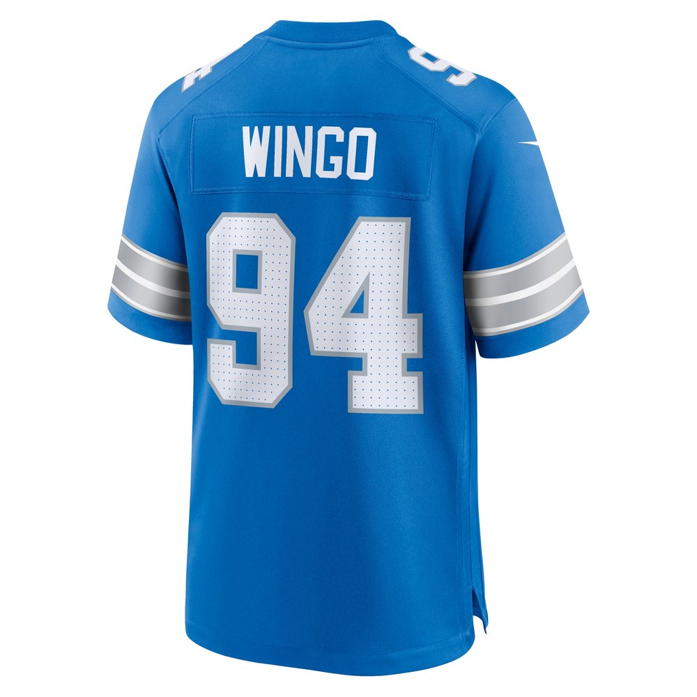 Men's Detroit Lions Mekhi Wingo Blue Team Game Jersey 3