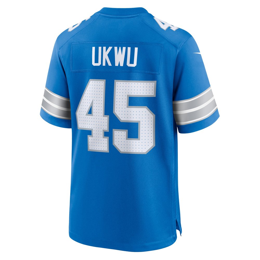 Men's Detroit Lions Isaac Ukwu Blue Game Jersey 3
