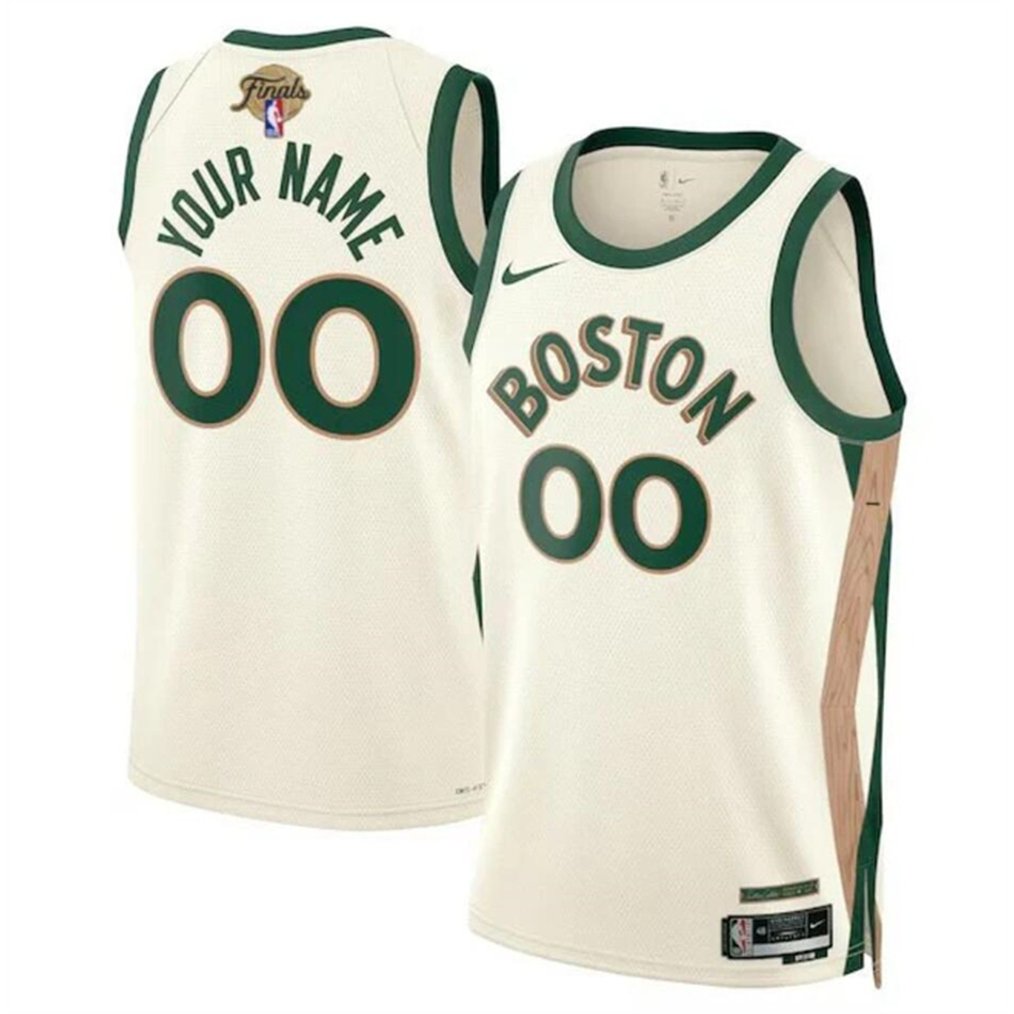 Men's Boston Celtics Active Player Custom White 2024 Finals City Edition Stitched Basketball Jersey 1