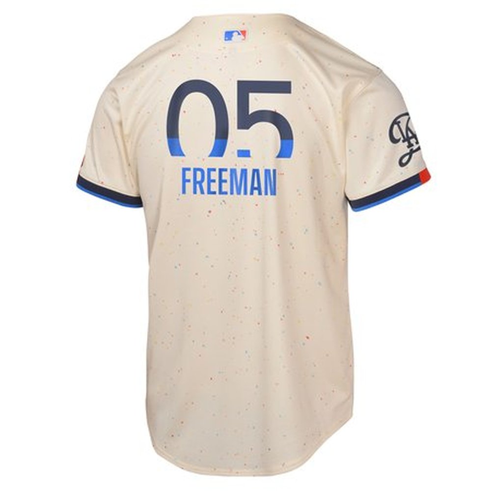 Youth Los Angeles Dodgers #05 Freddie Freeman Cream 2024 City Connect Limited Player Jersey 3