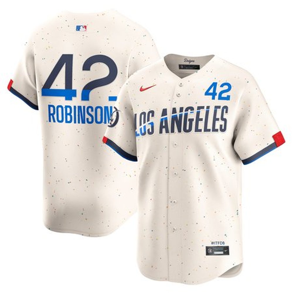 Men's Los Angeles Dodgers #42 Jackie Robinson Cream 2024 City Connect Limited Player Jersey 1