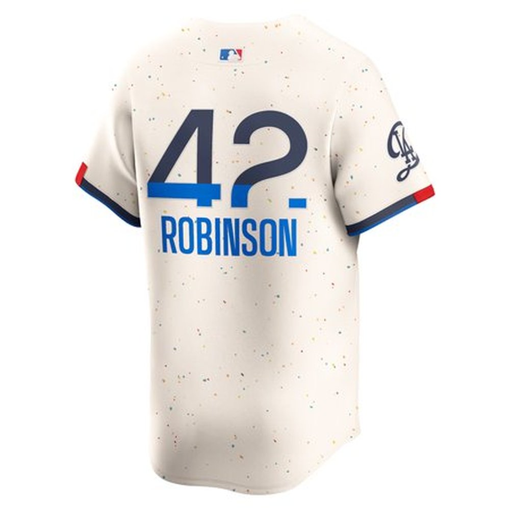 Men's Los Angeles Dodgers #42 Jackie Robinson Cream 2024 City Connect Limited Player Jersey 3