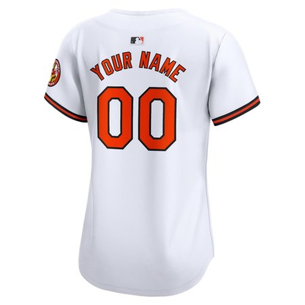 Women's Baltimore Orioles White Home Limited Custom Jersey 3