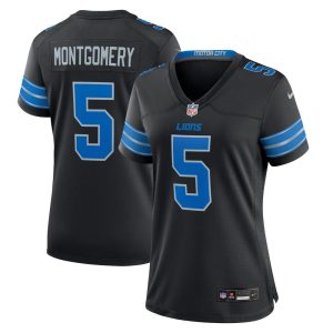 Women's Detroit Lions #5 David Montgomery Black 2nd Alternate Game Jersey