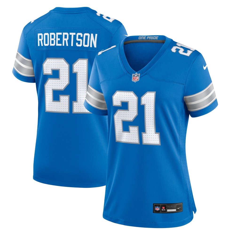 Women's Detroit Lions Amik Robertson Blue Team Game Jersey 1
