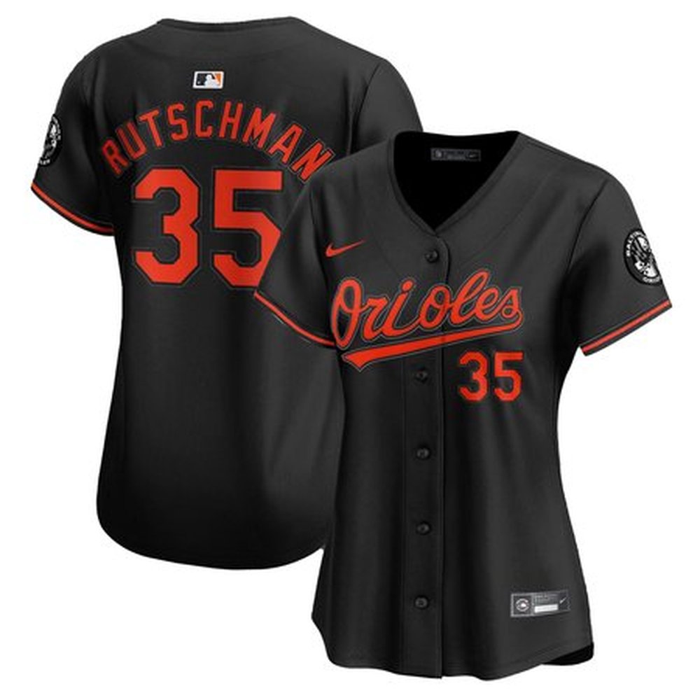 Women's Baltimore Orioles Adley Rutschman Black Home Replica Player Jersey 1