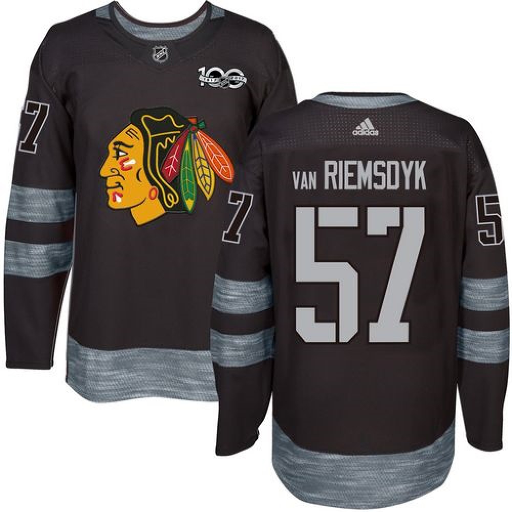 Blackhawks #57 Trevor Van Riemsdyk Black 1917-2017 100th Anniversary Stitched NHL Jersey 1
