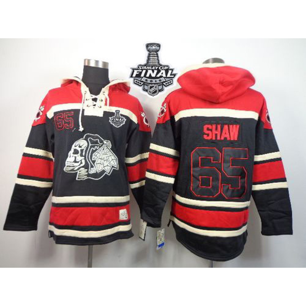 Blackhawks #65 Andrew Shaw Black Sawyer Hooded Sweatshirt 2015 Stanley Cup Stitched NHL Jersey 1