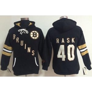 Boston Bruins #40 Tuukka Rask Black Women's Old Time Heidi NHL Hoodie