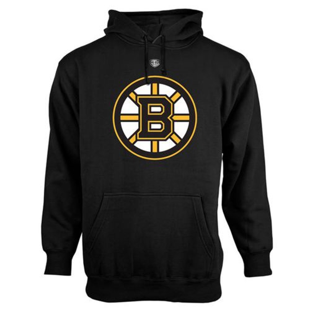 Boston Bruins Old Time Hockey Big Logo with Crest Pullover Hoodie Black 1
