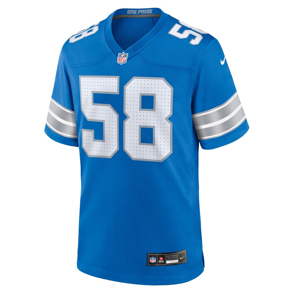 Men's Detroit Lions #58 Penei Sewell Blue Game Jersey 2
