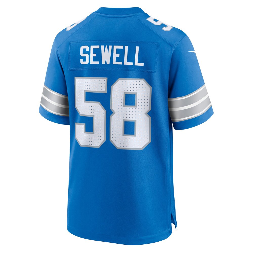 Men's Detroit Lions #58 Penei Sewell Blue Game Jersey 3