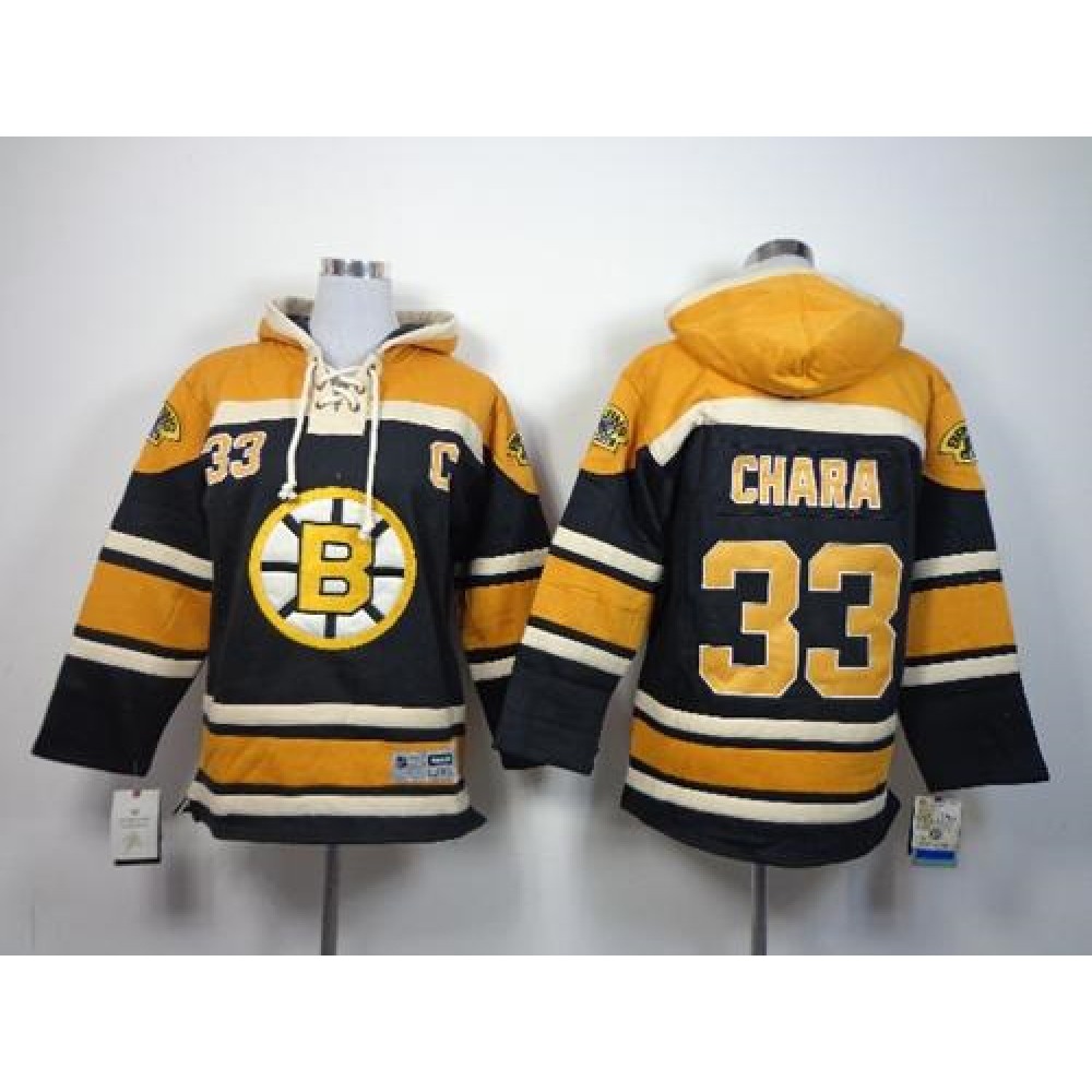 Bruins #33 Zdeno Chara Black Sawyer Hooded Sweatshirt Stitched Youth NHL Jersey 1