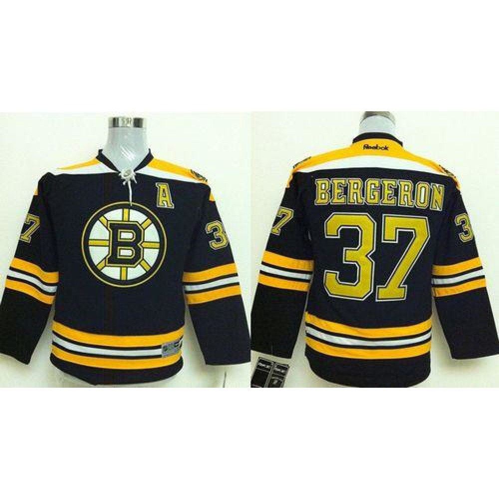 Bruins #37 Patrice Bergeron Black Stitched Youth NHL Jersey 1