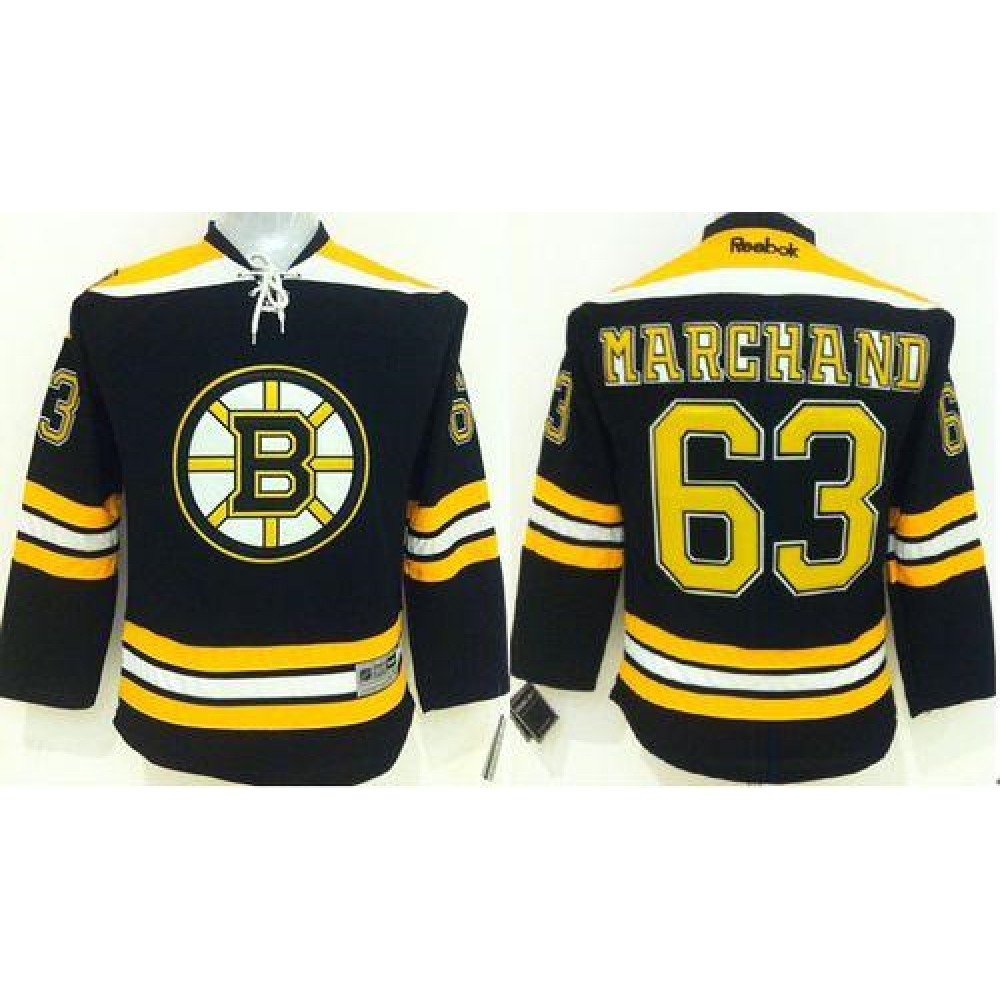 Bruins #63 Brad Marchand Black Youth Stitched NHL Jersey 1