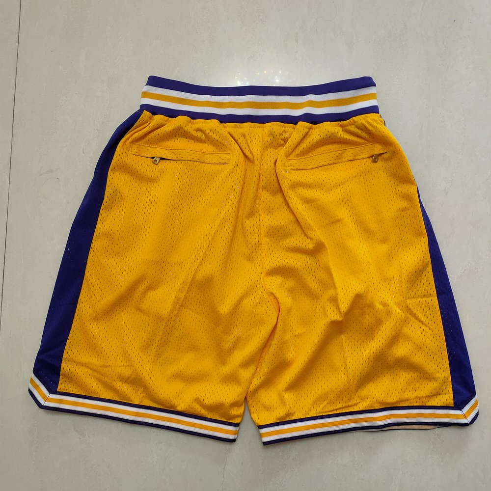 Los Angeles Lakers Yellow Shorts 4