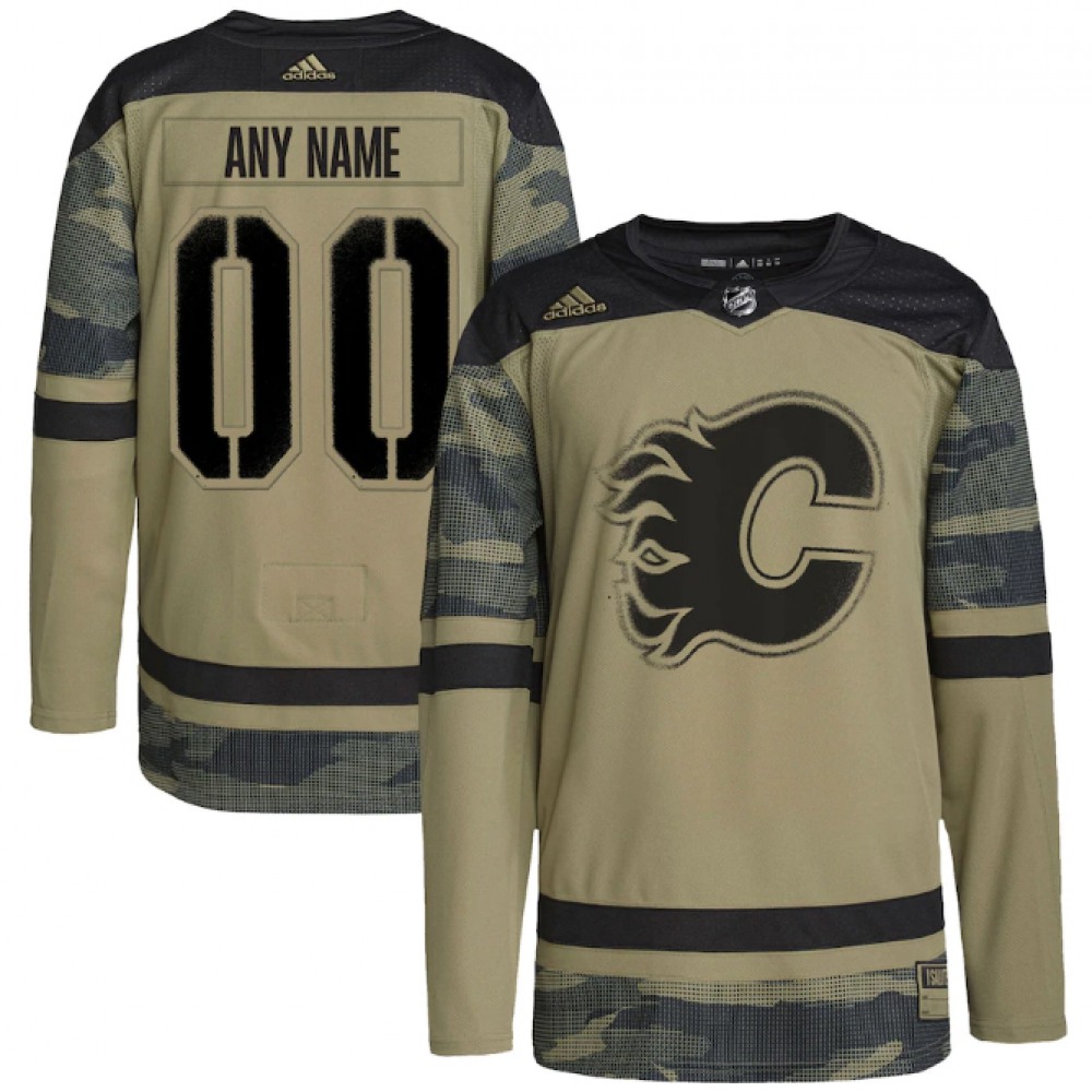 Calgary Flames adidas Camo Logo Military Appreciation Team Authentic Custom Practice Jersey 1