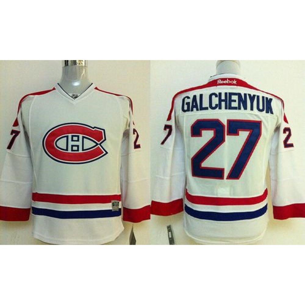 Canadiens #27 Alex Galchenyuk White Stitched Youth NHL Jersey 1