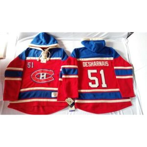 Canadiens #51 David Desharnais Red Sawyer Hooded Sweatshirt Stitched NHL Jersey