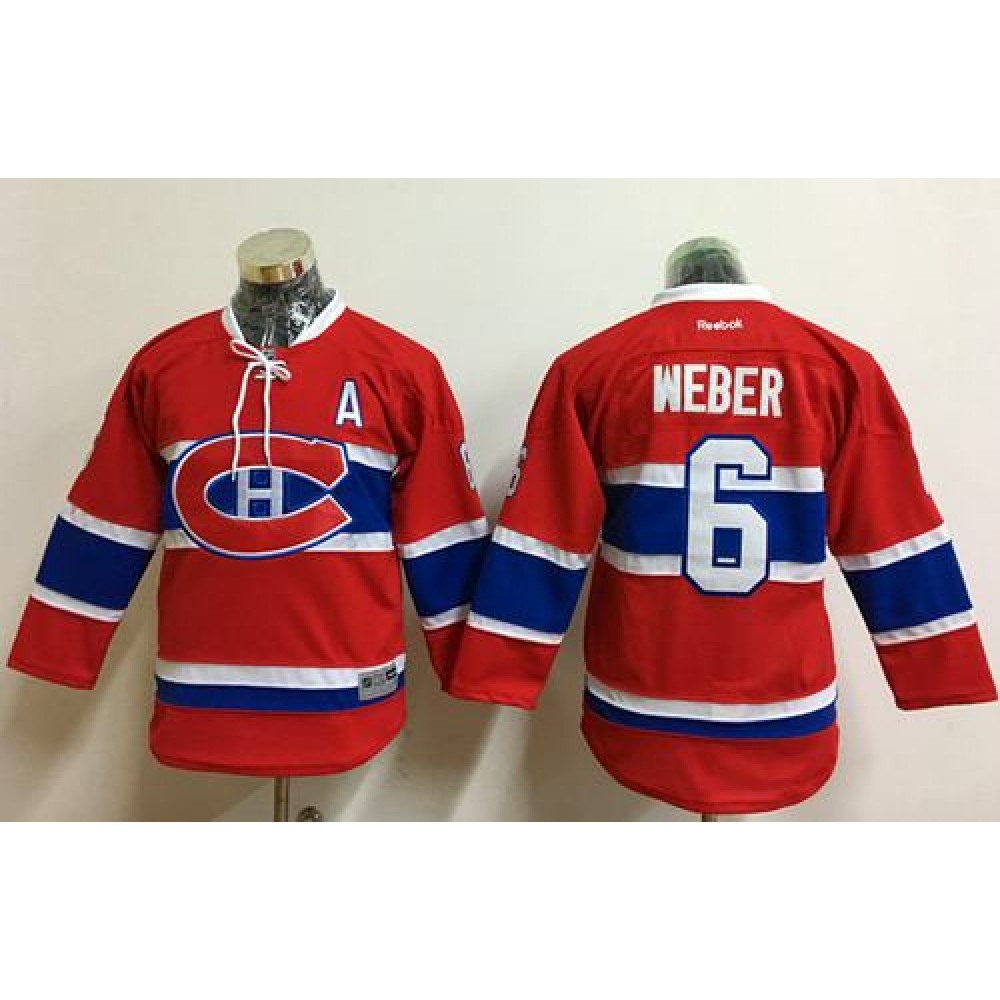 Canadiens #6 Shea Weber Red Stitched Youth NHL Jersey 1