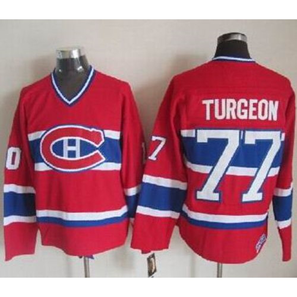 Canadiens #77 Pierre Turgeon Red CCM Throwback Stitched NHL Jersey 1
