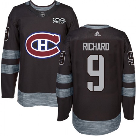 Canadiens #9 Maurice Richard Black 1917-2017 100th Anniversary Stitched NHL Jersey 1