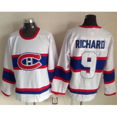 Canadiens #9 Maurice Richard White CCM Throwback Stitched NHL Jersey 1
