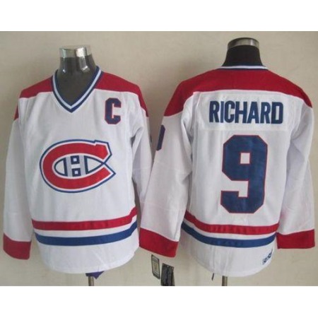 Canadiens #9 Maurice Richard White CH-CCM Throwback Stitched NHL Jersey 1