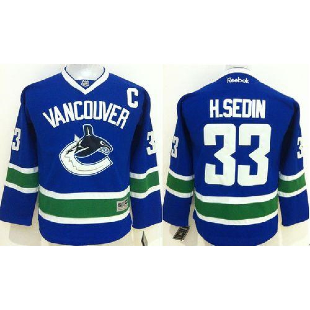 Canucks #33 Henrik Sedin Blue Youth Stitched NHL Jersey 1