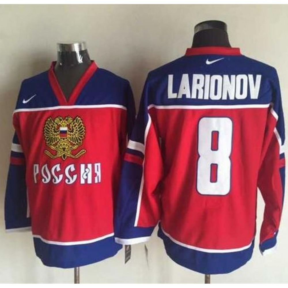 Canucks #8 Igor Larionov Red/Blue Stitched NHL Jersey 1