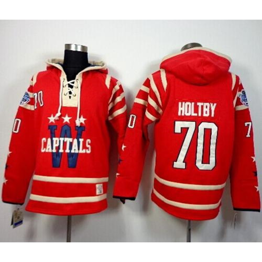 Capitals #70 Braden Holtby 2015 Winter Classic Red Sawyer Hooded Sweatshirt Stitched NHL Jersey 1